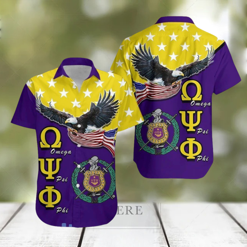 Omega Psi Phi With Eagle Us Flag Hawaiian Shirt For Men And Women - Limotees