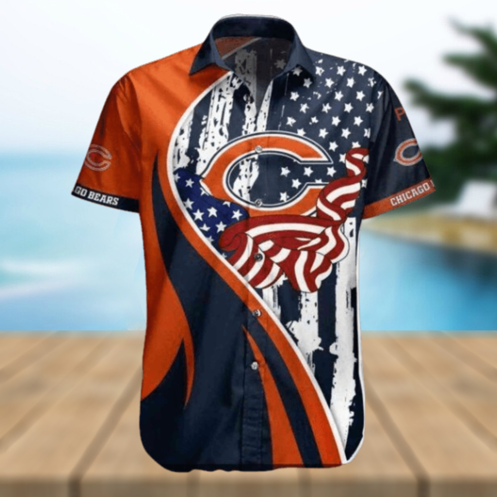 Orange Dark Blue Stars Chicago Bears Hawaiian Shirt - Limotees