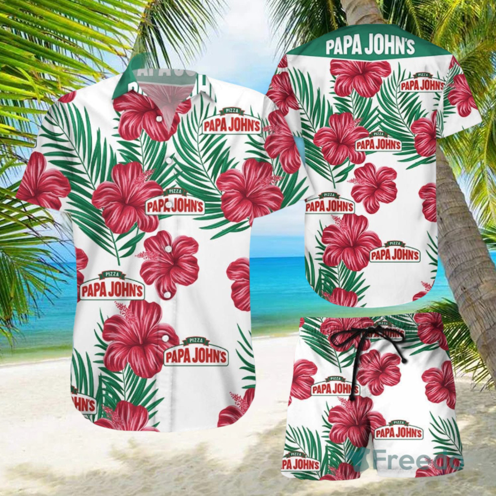 Papa John’s Tropical Flower Aloha Hawaiian Shirts And Short Summer Beach Set - Limotees