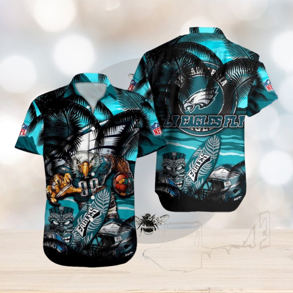 Philadelphia Eagles Hawaiian Shirt Palm Tree Eagles Football Aloha Beach Shirt - Limotees