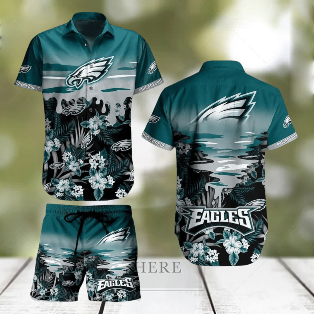 Philadelphia Eagles NFL SAS Tropical Pattern Beach Hawaiian Shirt And Short For Best Fans New Trends For This Summer Beach - Limotees