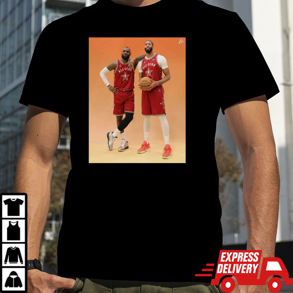 Photoshoot Fresh Dynamic Duo Lebron James-the King And Anthony Davis-ad Of Los Angeles Lakers In Nba All-star 2024 T-shirt