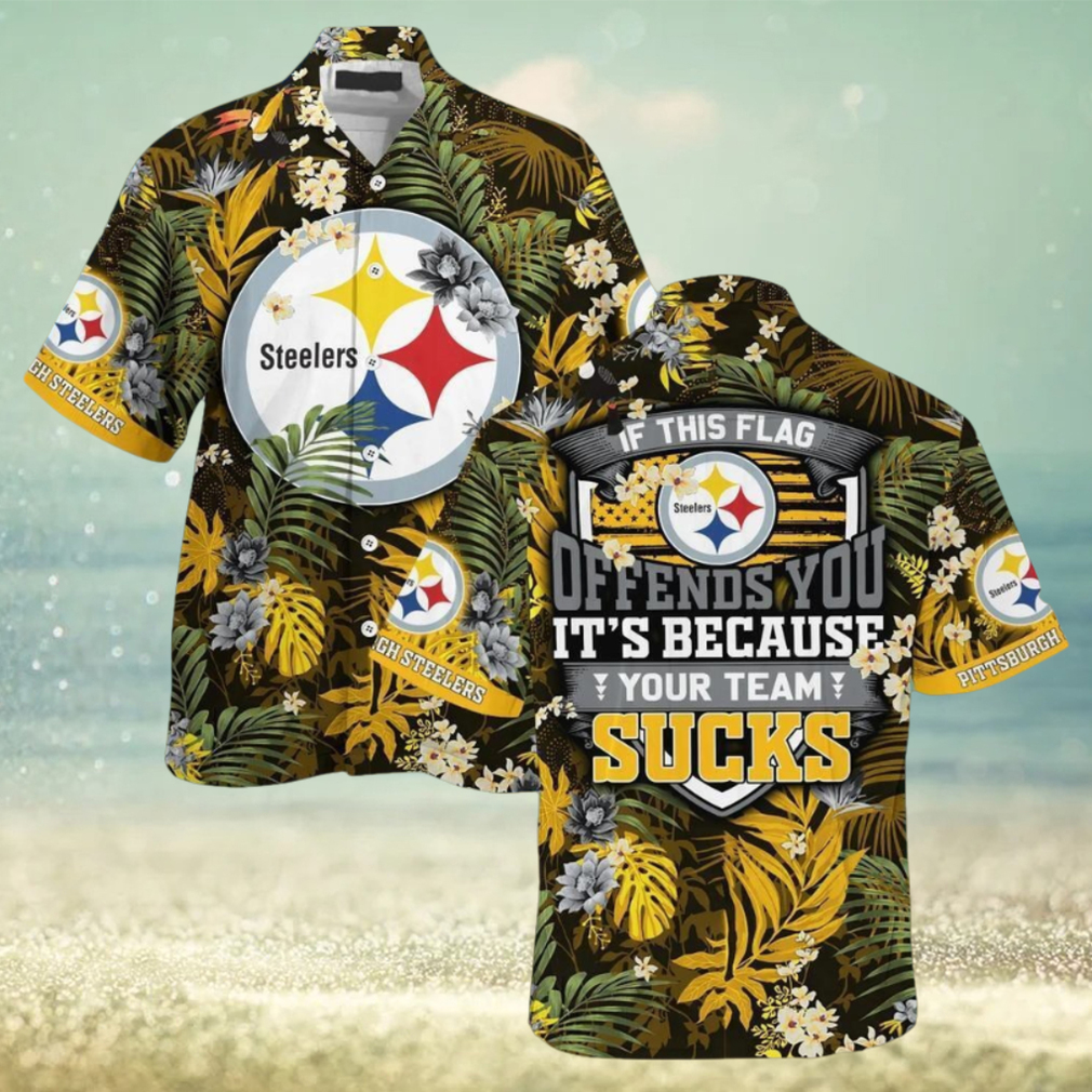 Pittsburgh Steelers Football Floral Aloha Hawaiian Shirt Summer Vacation - Limotees