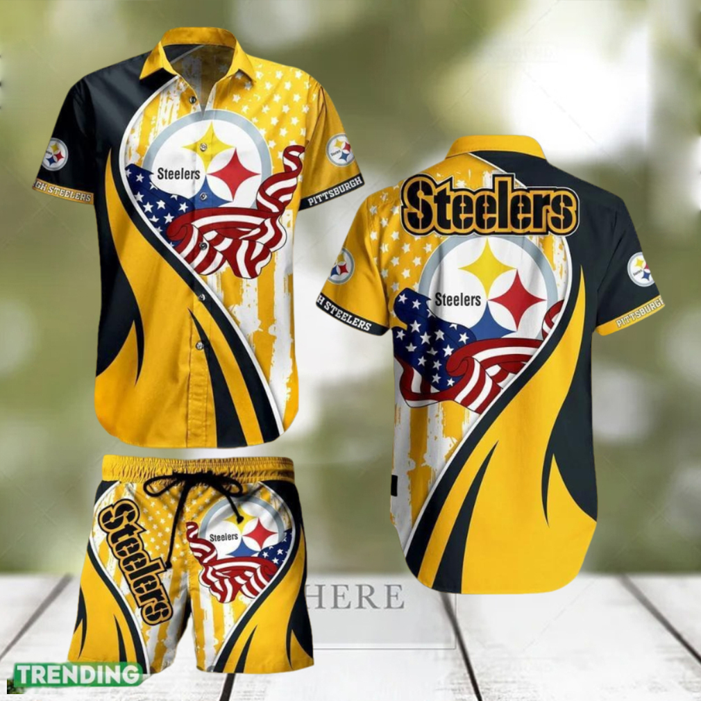 Pittsburgh Steelers NFL Hawaiian Shirt Vintage US Flag Graphic Trends Summer Gift For Men Women Fan NFL - Limotees