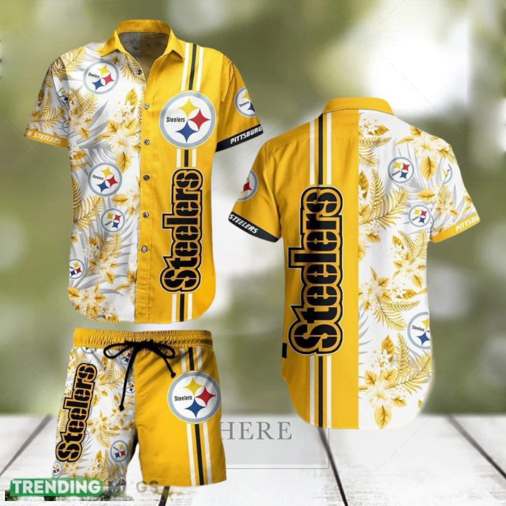 Pittsburgh Steelers NFL Tropical Pattern Hawaiian Shirt And Short For Best Fans Gift New Trending Beach Holiday - Limotees