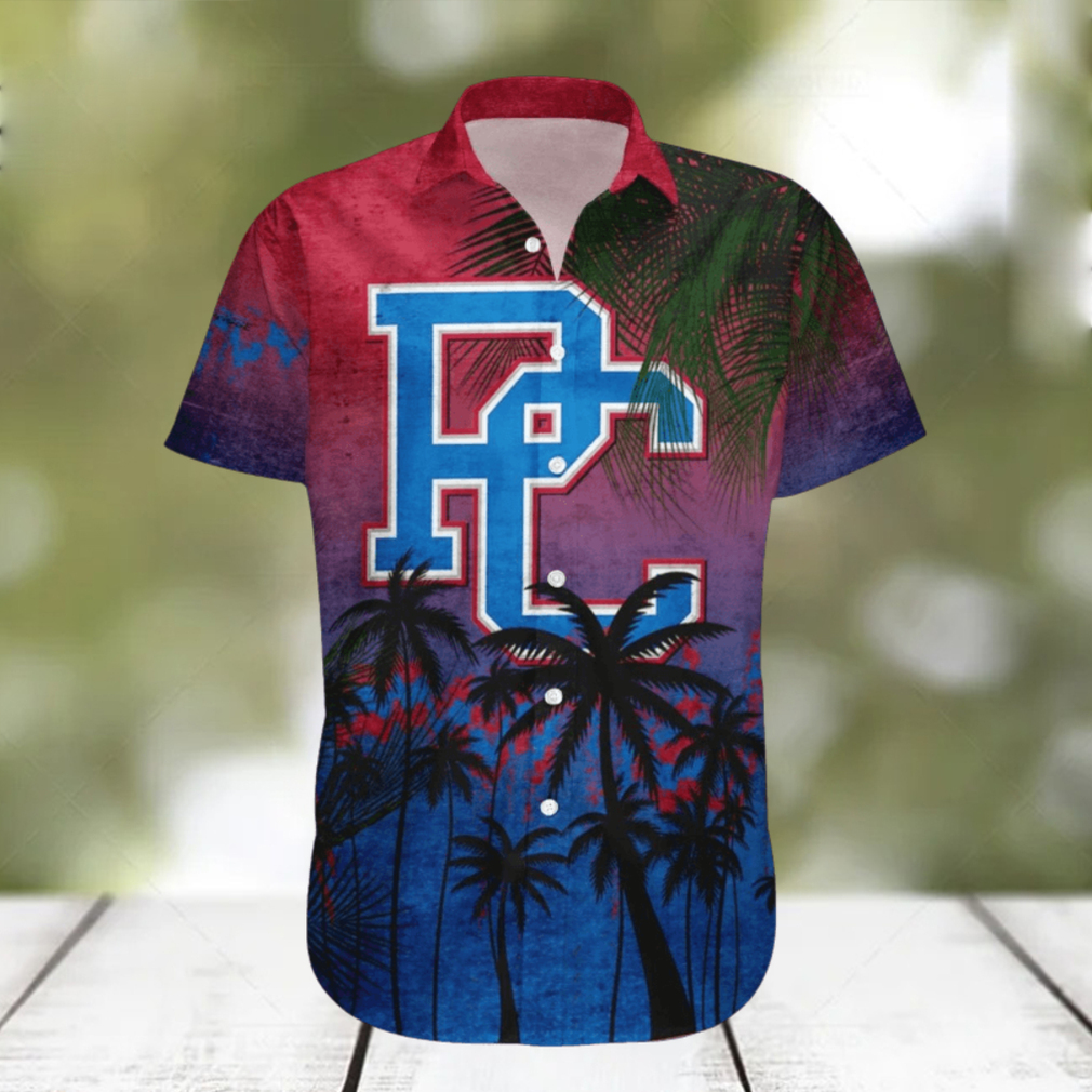 Presbyterian Blue Hose Hawaiian Shirt Summer Gift Coconut Tree Tropical Grunge Pattern For NCAA Fans - Limotees