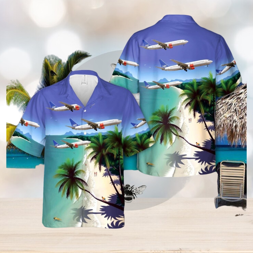 SAS Scandinavian Airlines Boeing 737 800 airplane 3D Hawaiian Shirt Beach Lover Gift - Limotees