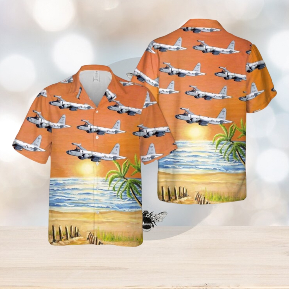 US Navy Lockheed P 2 Neptune Summer Beach Gift 3D Orange Hawaiian Shirt - Limotees