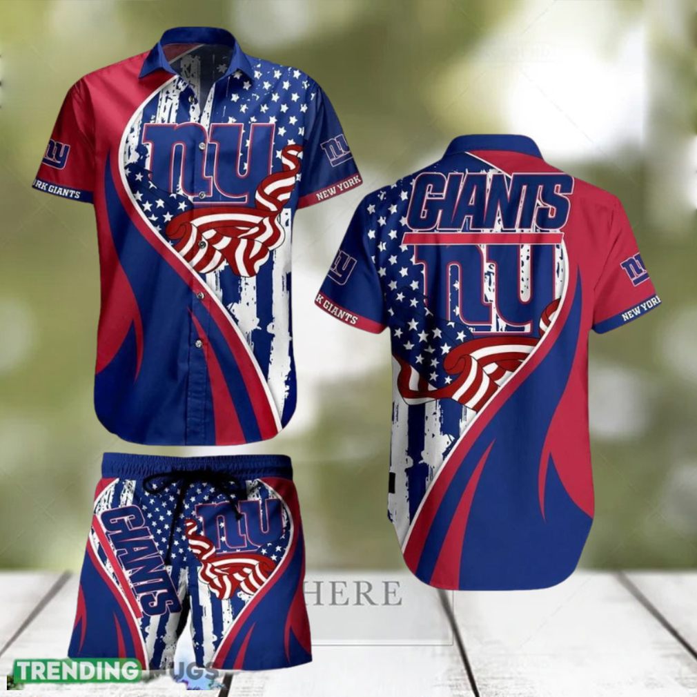 York Giants NFL Vintage US Flag Graphic Hawaiian Shirt And Short For Best Fans Gift New Trending Beach Holiday - Limotees