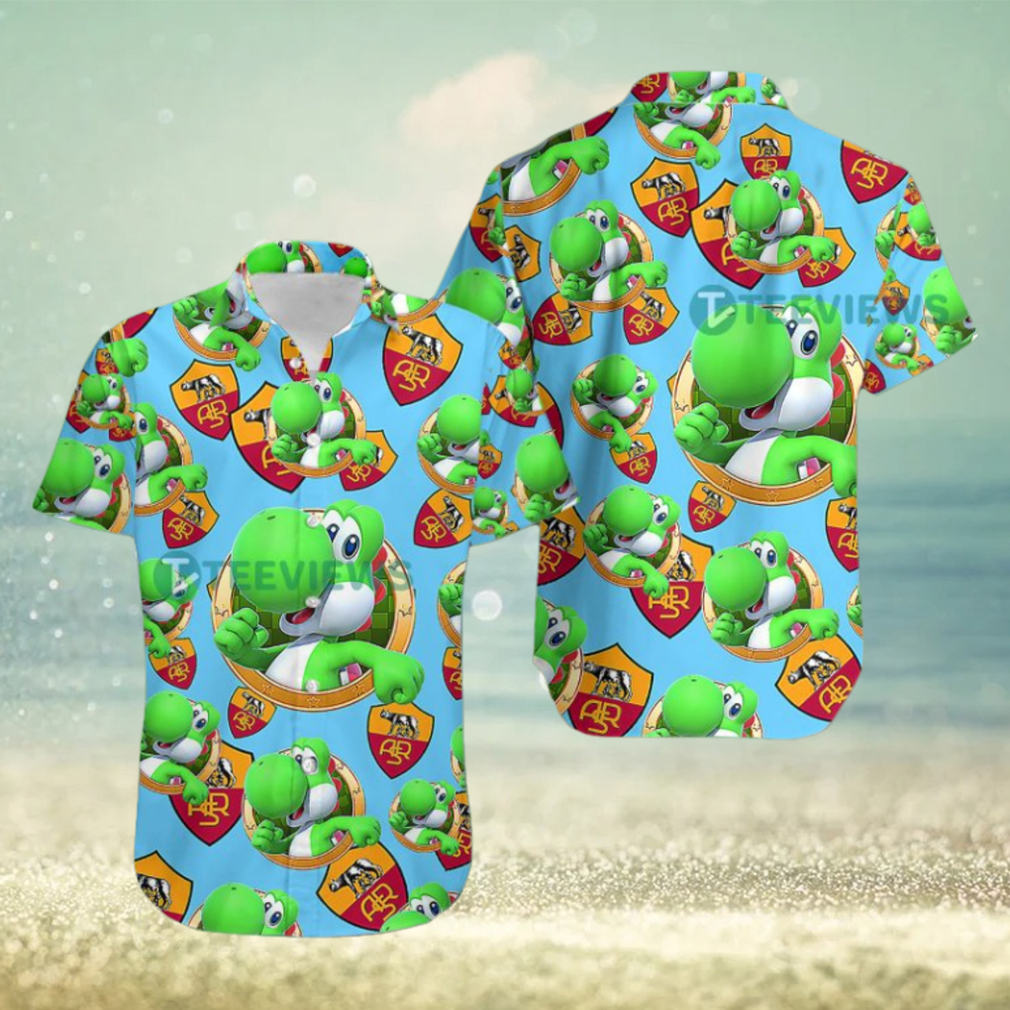 Yoshi Mario As Roma Blue Baseball Hawaiian Shirt - Limotees