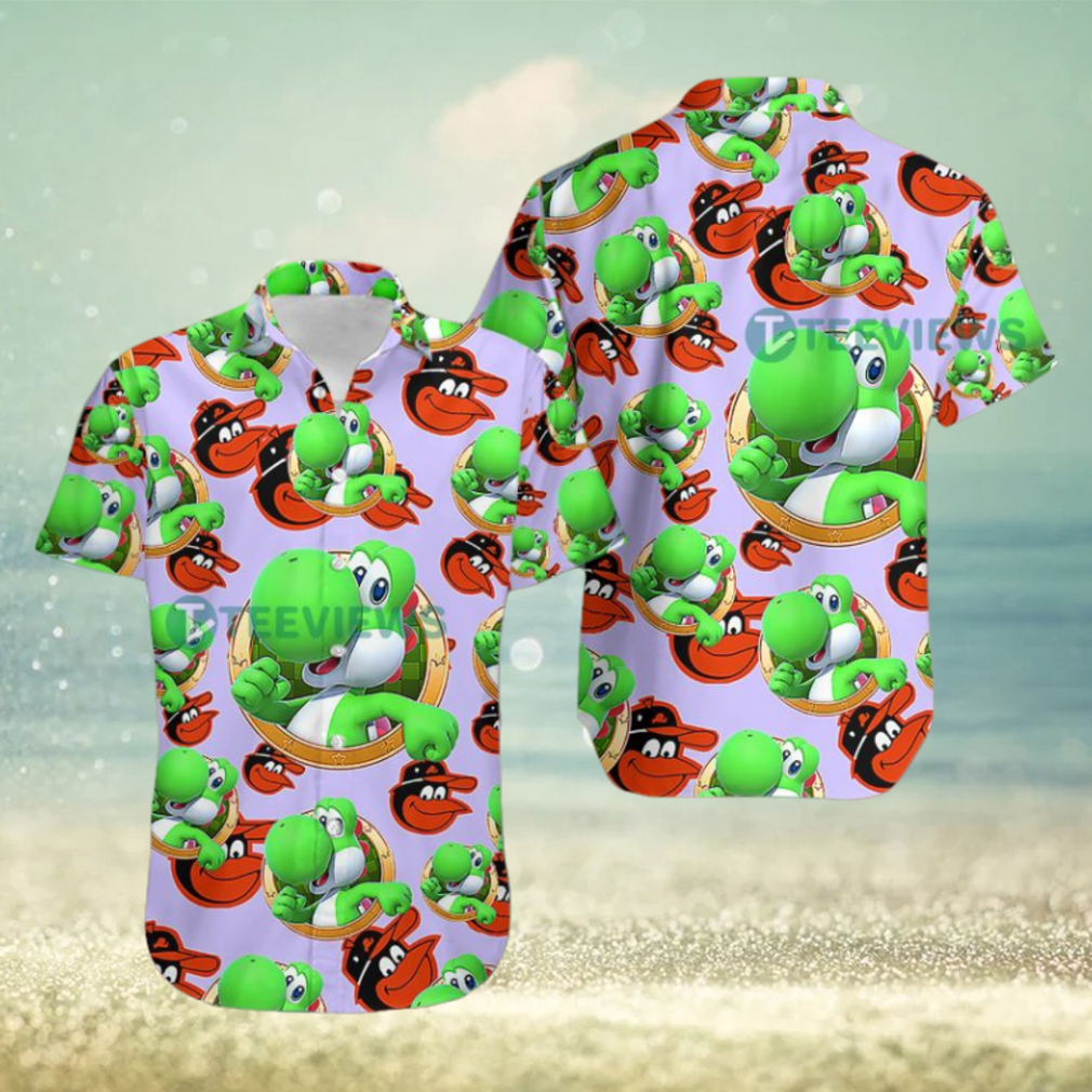 Yoshi Mario Baltimore Orioles Purple Fancy Hawaiian Shirts - Limotees