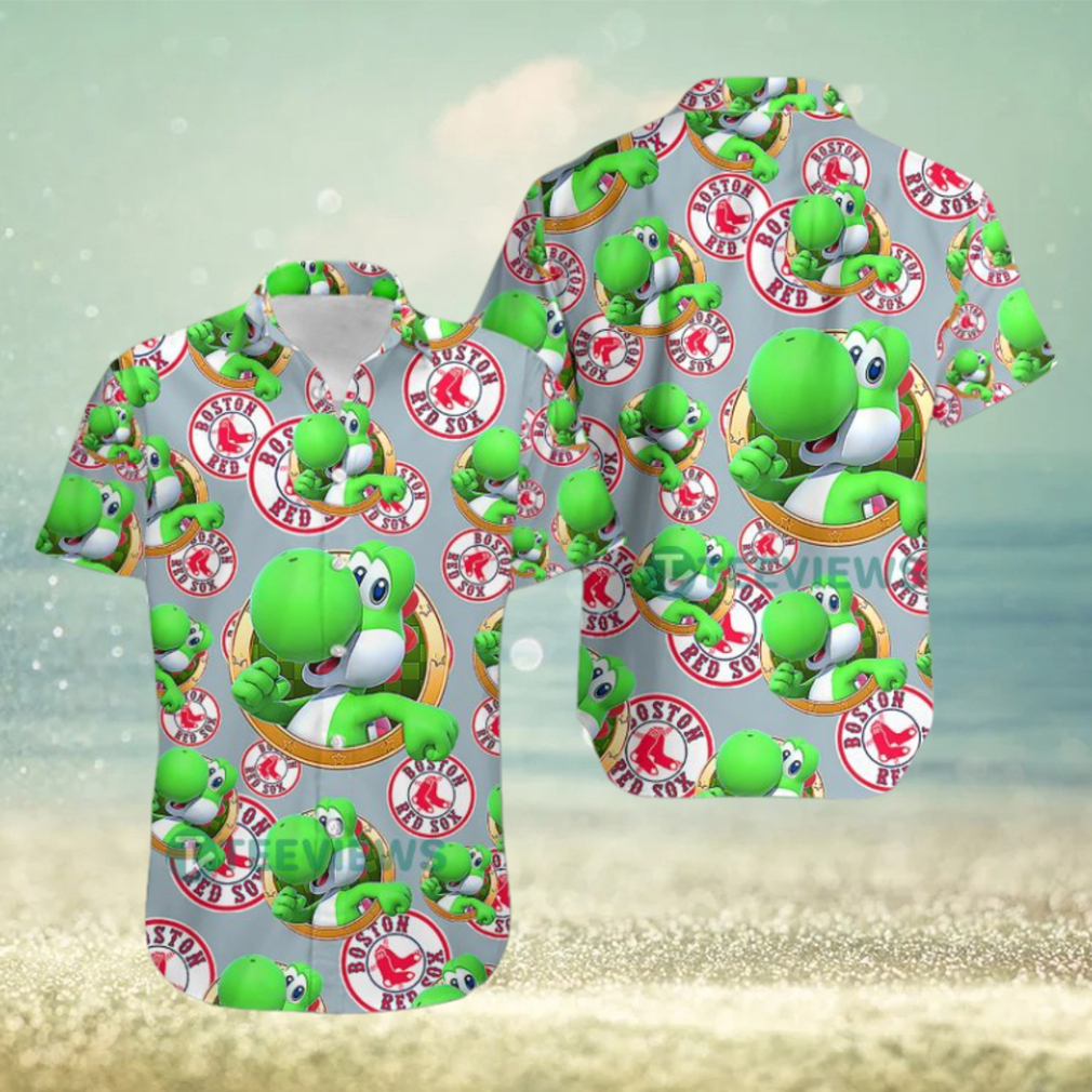 Yoshi Mario Boston Red Sox Grey Bulk Hawaiian Shirts - Limotees