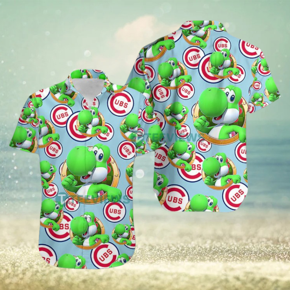 Yoshi Mario Chicago Cubs Light Bue Famous Hawaiian Shirts - Limotees