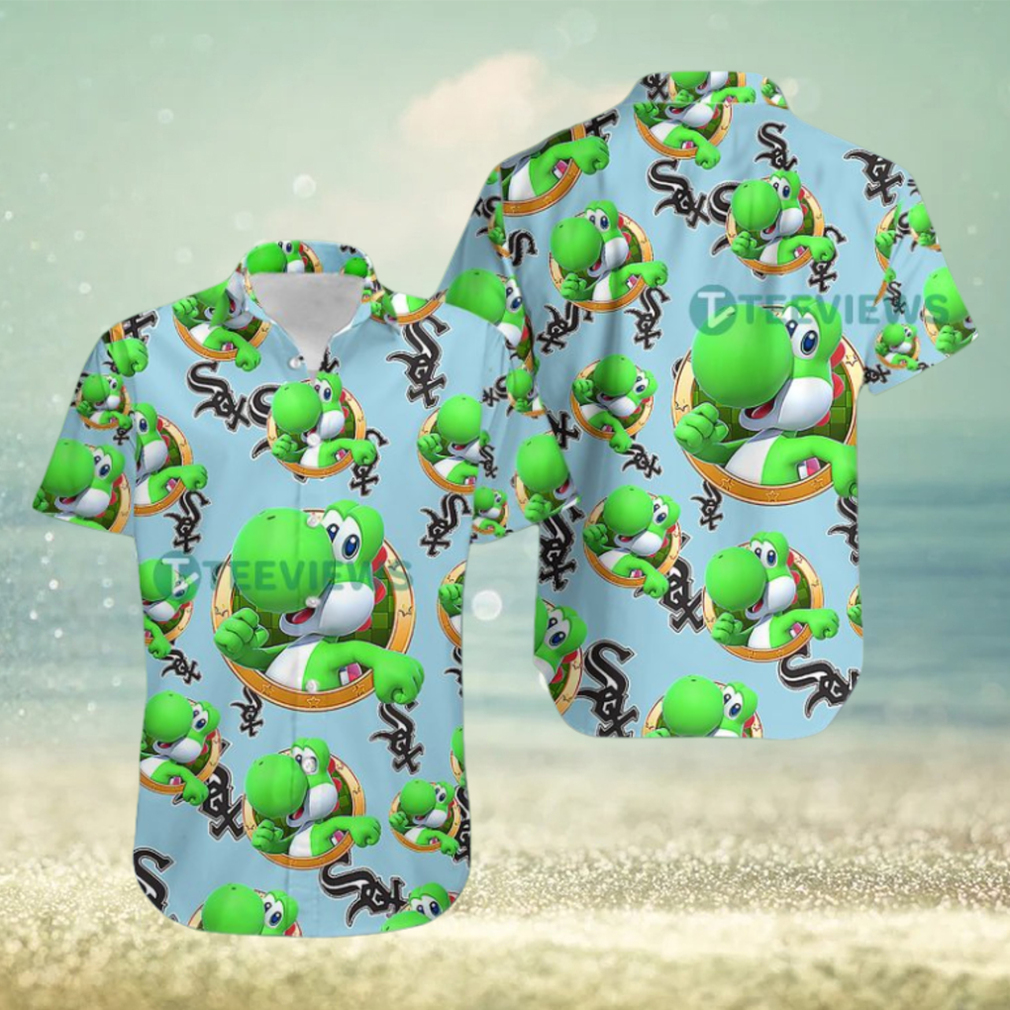 Yoshi Mario Chicago White Sox Light Bue Hawaiian Shirt Outfit Men - Limotees