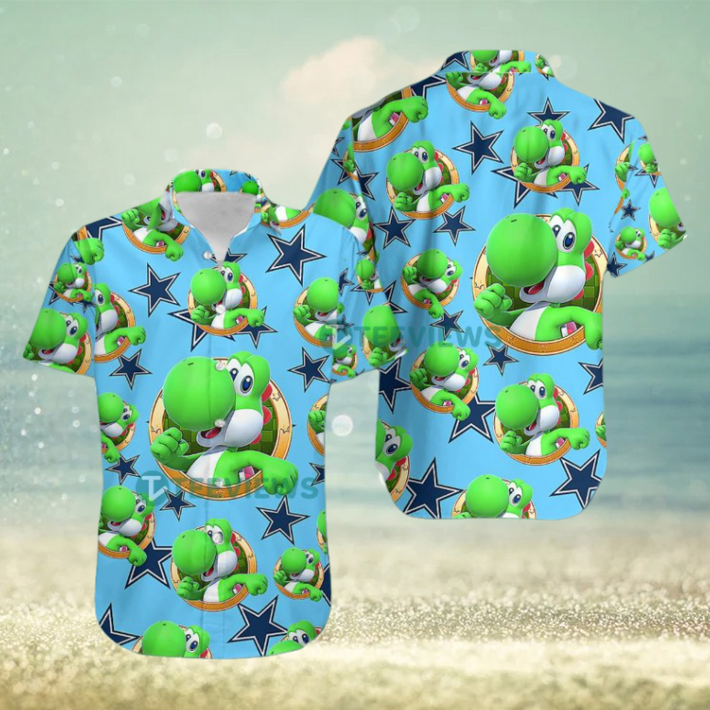 Yoshi Mario Dallas Cowboys Blue Space Hawaiian Shirt - Limotees