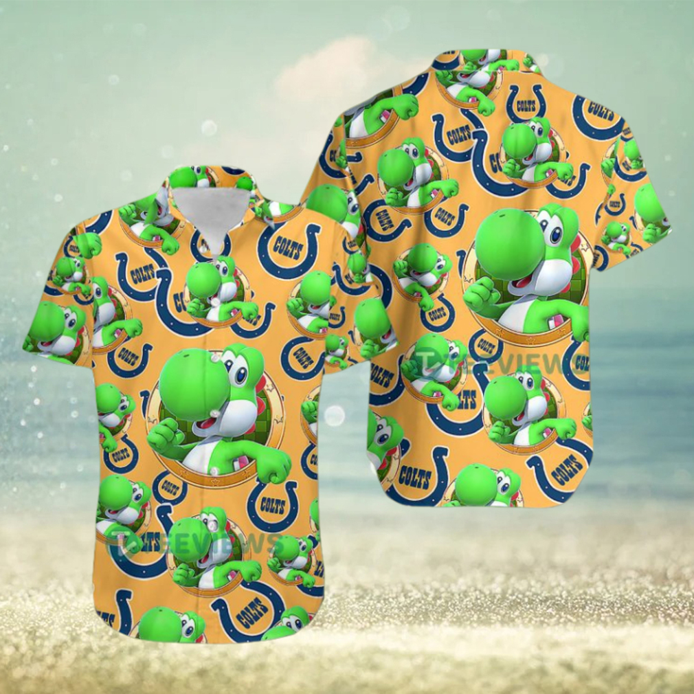 Yoshi Mario Indianapolis Colts Orange Mens Funny Hawaiian Shirts - Limotees