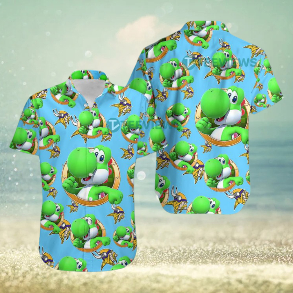 Yoshi Mario Minnesota Vikings Blue Silk Hawaiian Shirts - Limotees