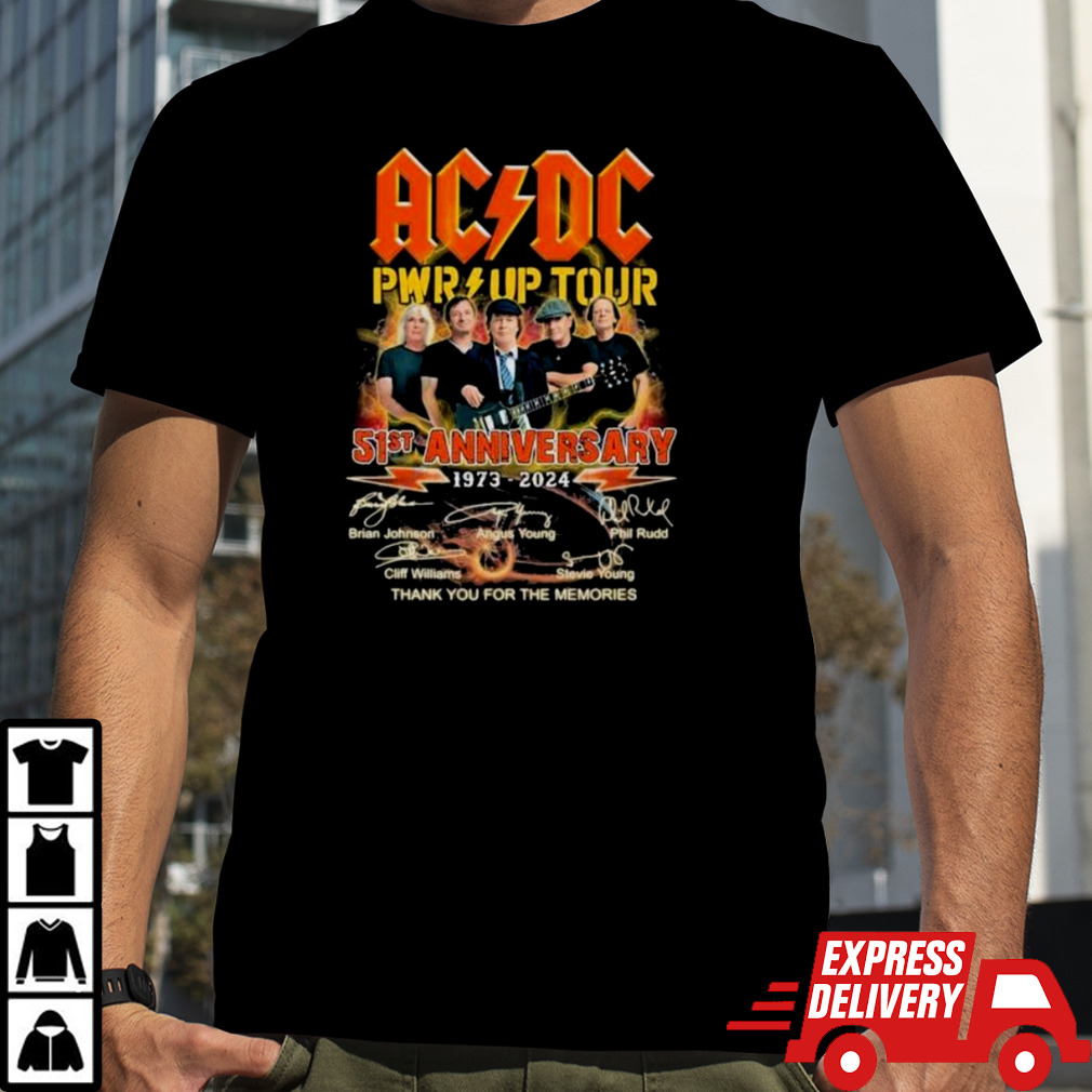 ACDC Pwr Up Tour 51st Anniversary 1973-2024 Thank You For The Memories Signatures shirt