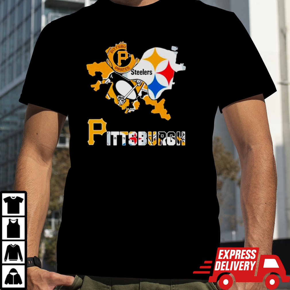 Maps Pittsburgh Sports teams logo shirt