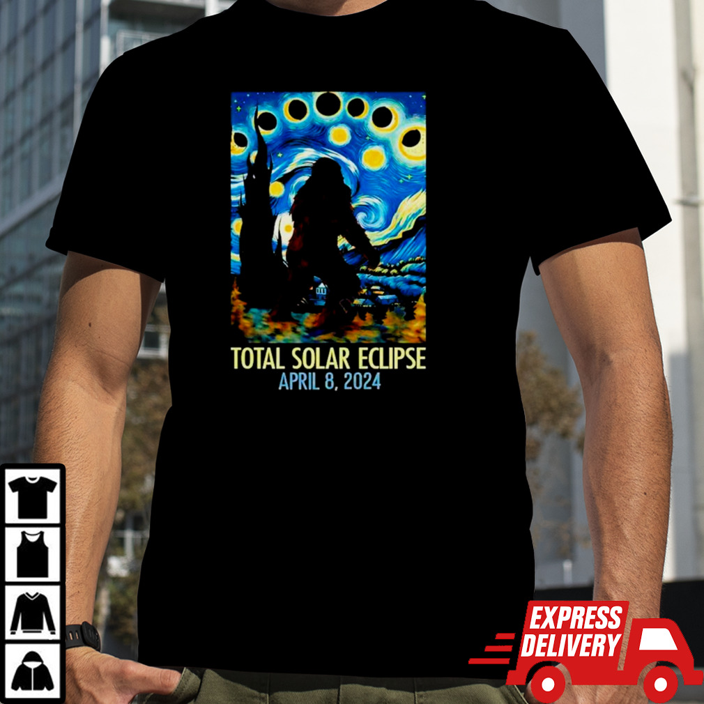 Sasquatch Bigfoot Staring at Solar Eclipse April 8th 2024 shirt