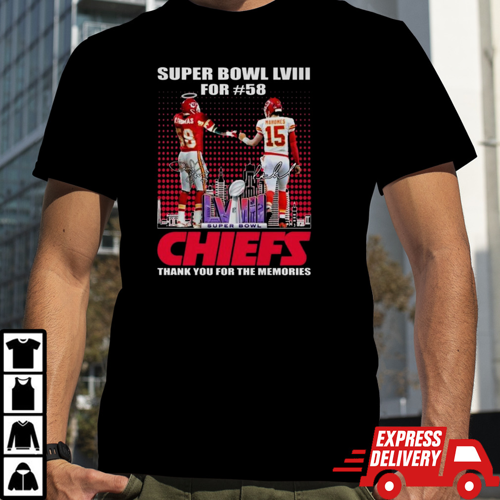 Super Bowl LVIII For #58 Kansas City Chiefs Thank You For The Memories Signatures T-Shirt