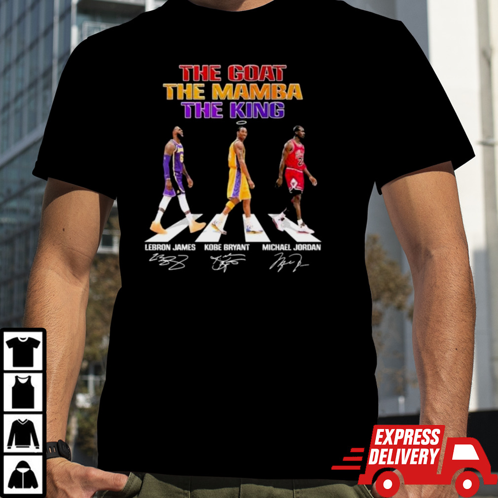 The Goat The Mamba The King Abbey Road Lebron James Kobe Bryant And Michael Jordan Signatures shirt