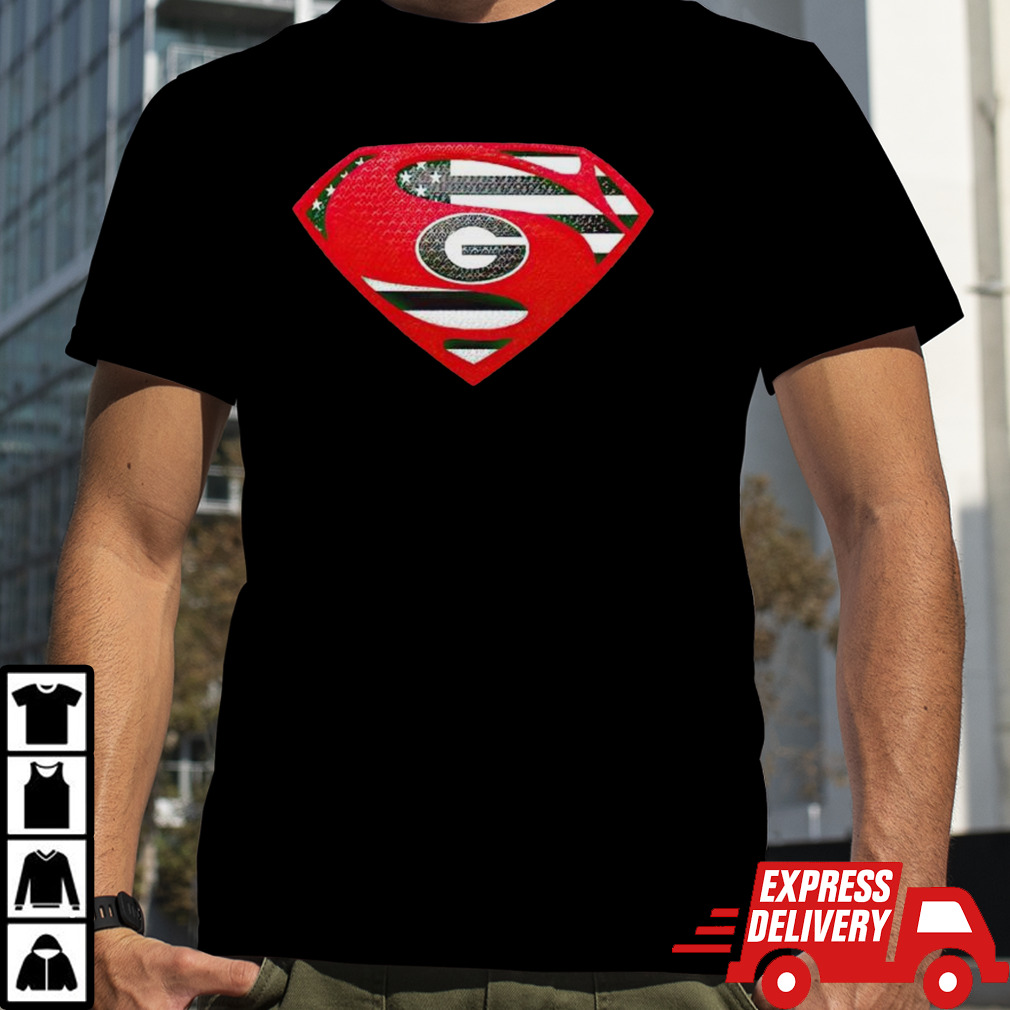 USA Flag Inside Georgia Bulldogs Superman shirt