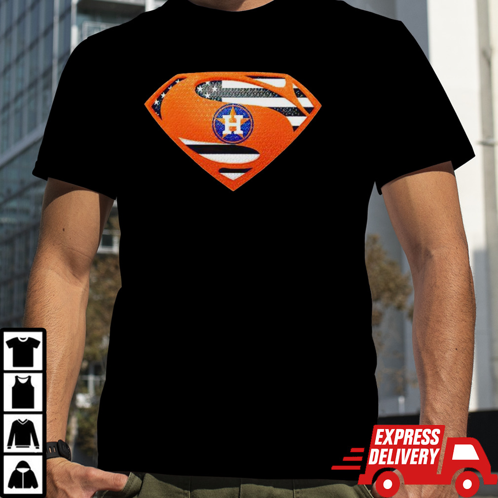 USA Flag Inside Houston Astros Superman shirt