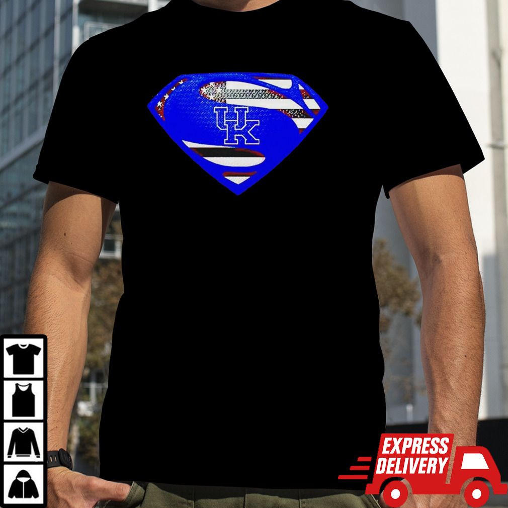 USA Flag Inside Kentucky Wildcats Superman shirt