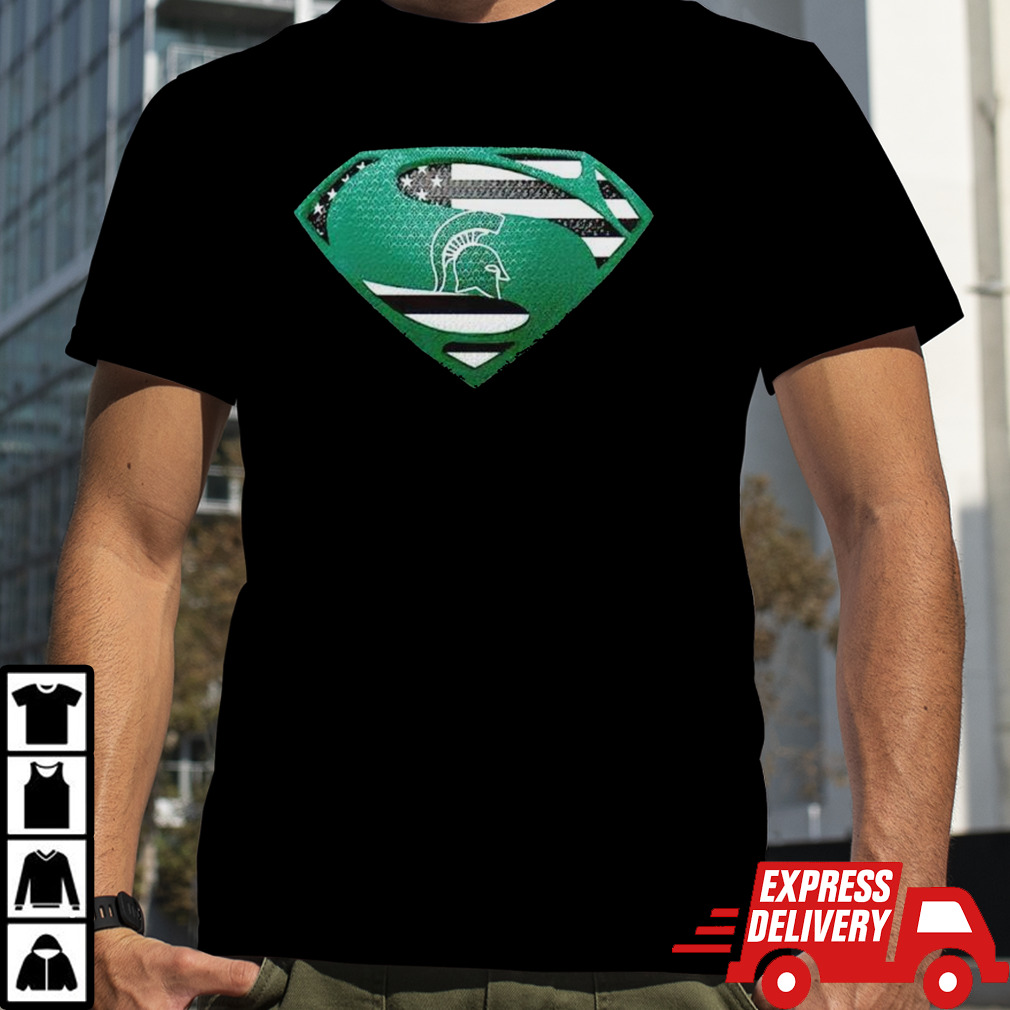 USA Flag Inside Michigan State Spartans Superman shirt