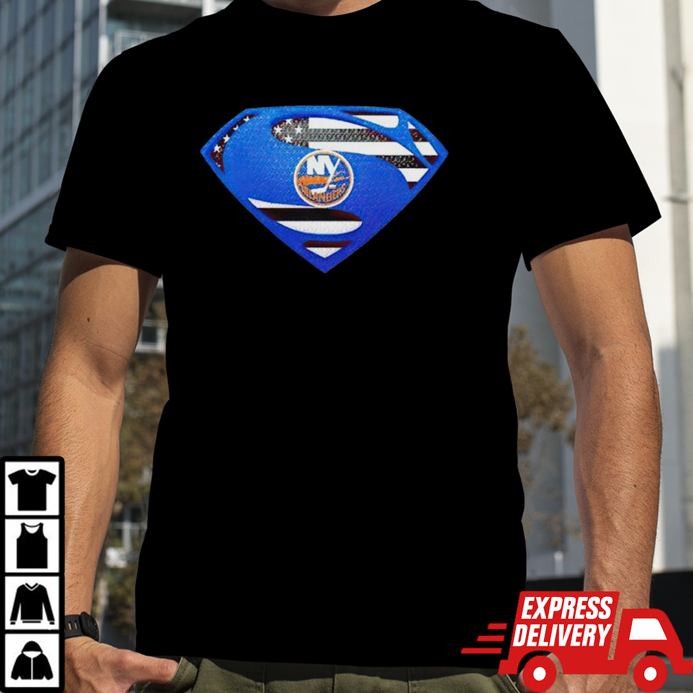 USA Flag Inside New York Islanders Superman shirt