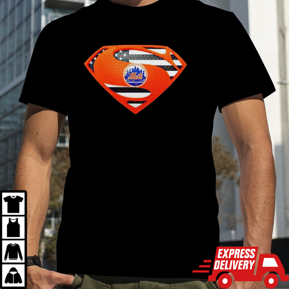 USA Flag Inside New York Mets Superman shirt