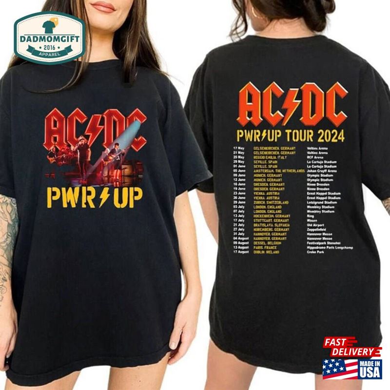 2024 Acdc Pwr Up World Tour Shirt Rock Band Graphic Fan Gift Hoodie T-Shirt