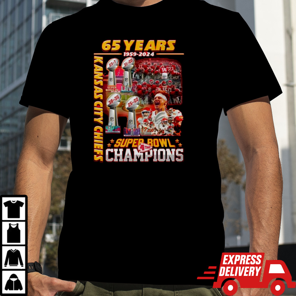 65 Years 1959 – 2024 Kansas City Chiefs 4 X Super Bowl Champions T Shirt