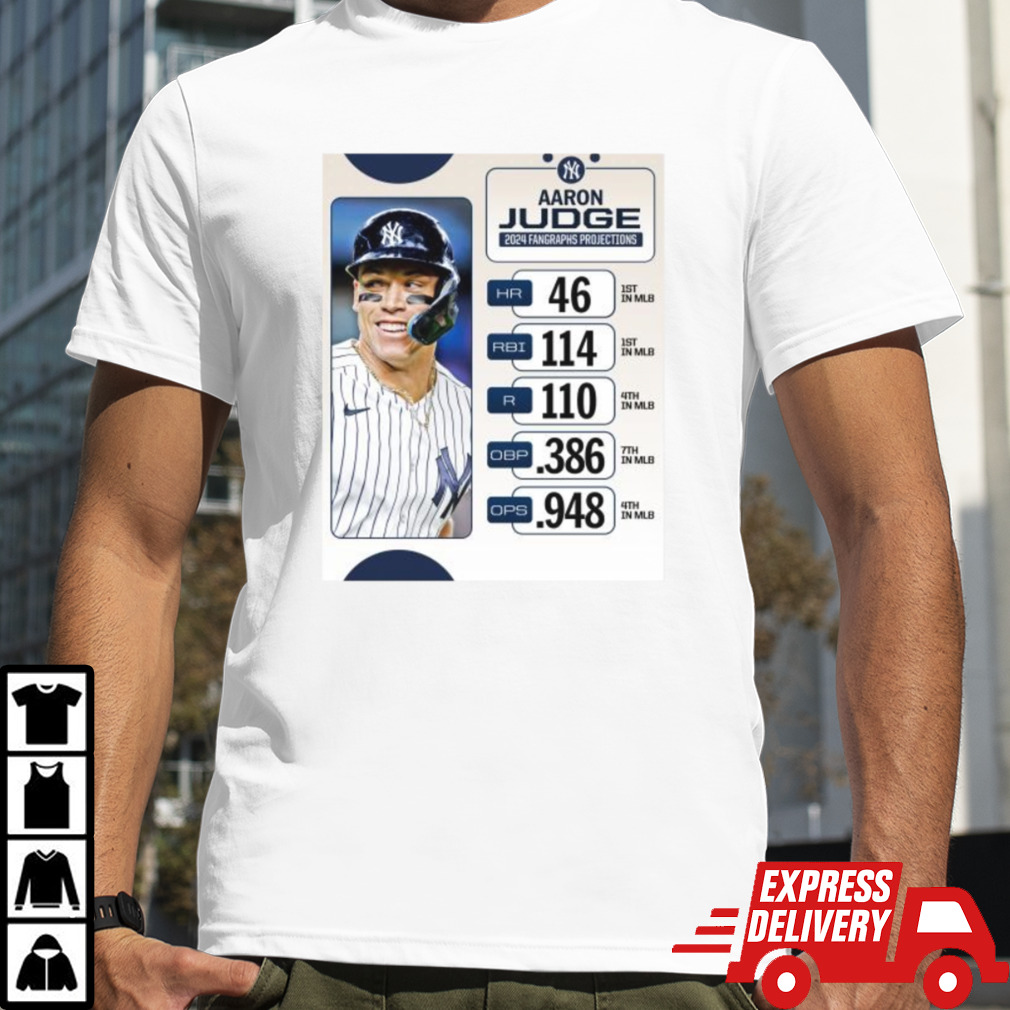 Aaron Judge 2024 Fangraphs Projection 46 Hr, 114 Rbi, 110 R Shirt