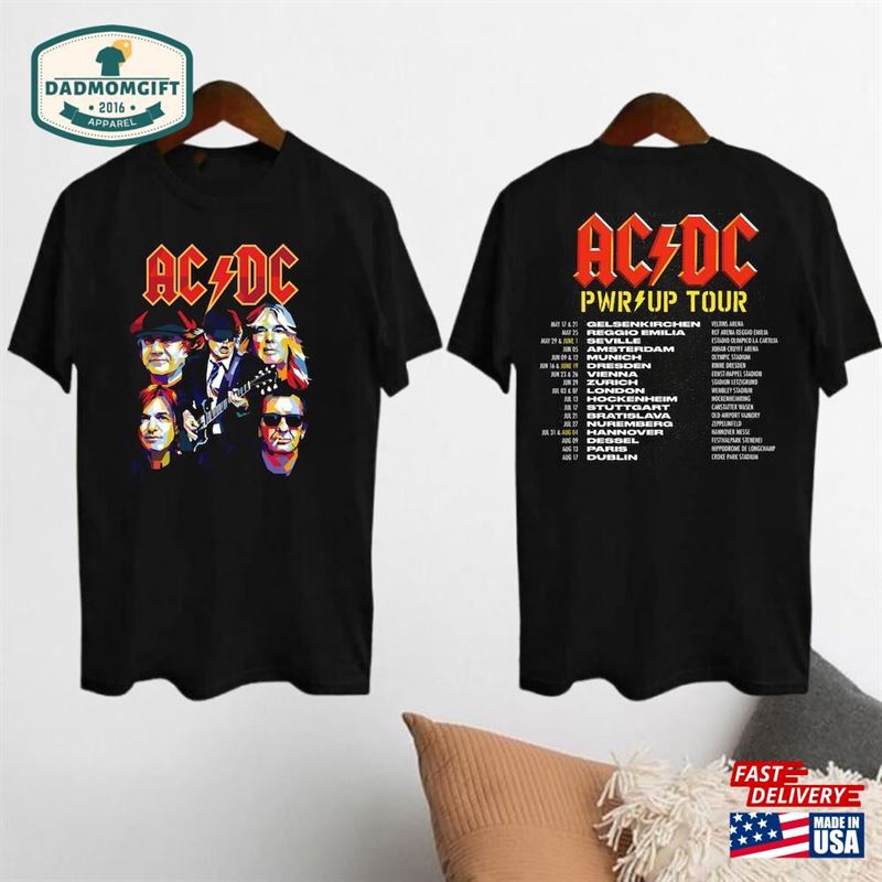 Acdc Band 90S Vintage Shirt Pwr Up World Tour 2024 Rock Concert Sweatshirt T-Shirt