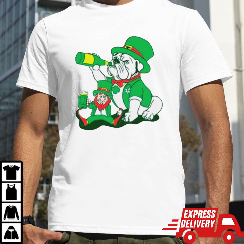 Bulldog and Leprechaun drink beer St. Patrick’s day shirt