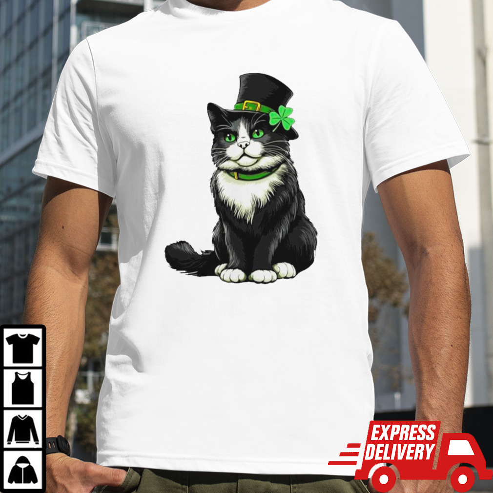 Girls cat St Patrick’s day shamrock Irish shirt