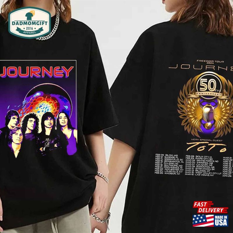 Journey Freedom Tour 2024 Shirt With Toto Concert Band Fan Sweatshirt Unisex