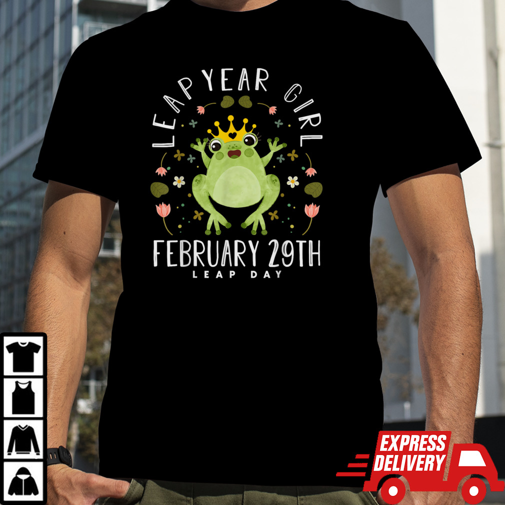 Leap Year Girl Cute Frog Leap Day Birthday Women Girls T-Shirt