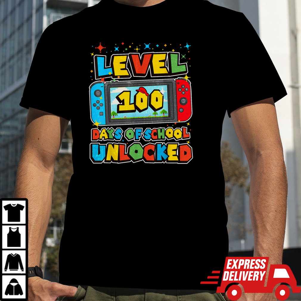 Level 100 Days Of School Unlocked Boys Gamer Video Games T-Shirt