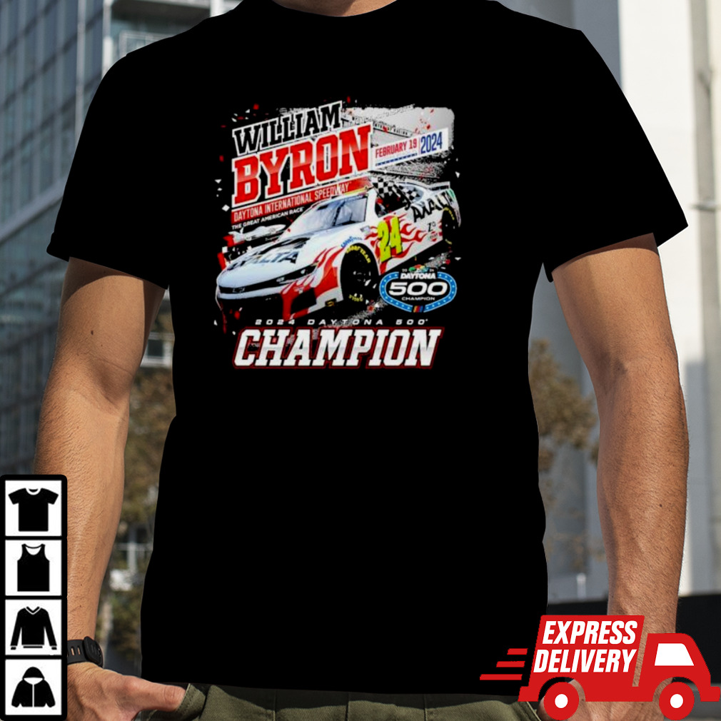 Men’s William Byron Checkered Flag Sports Black 2024 Daytona 500 Champion Past Champions T-Shirt