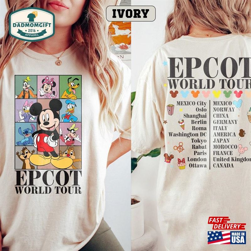 Vintage Disney Epcot World Tour Shirt Drink Around The Traveler Tee Family Matching Classic Hoodie