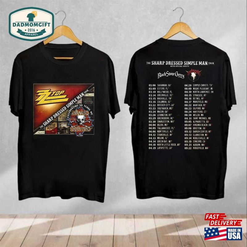 Zz Top Amp Lynyrd Skynyrd T-Shirt The Sharp Dressed Simple Man Tour 2024 Merch Hoodie Classic