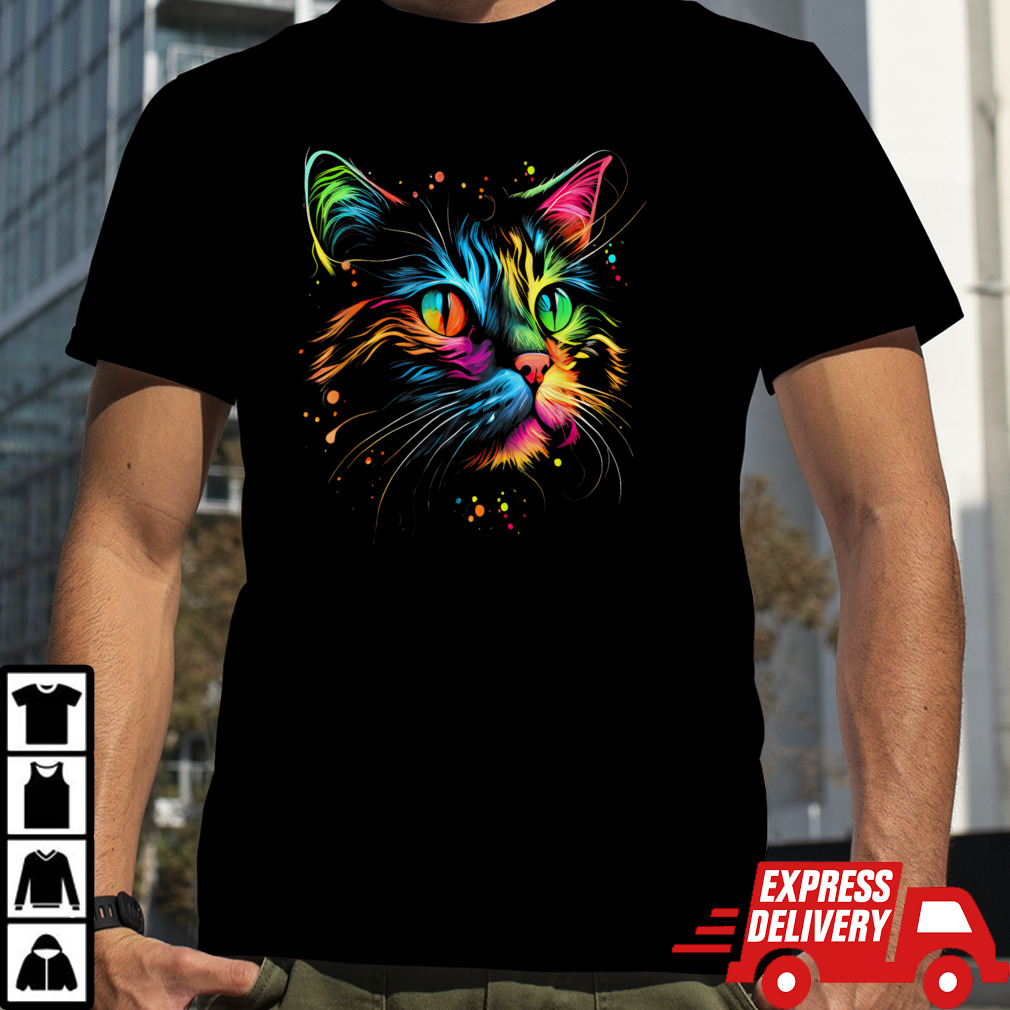 Cute Colorful Cat for Women's Girls Men Boys - Cat Lovers T-Shirt