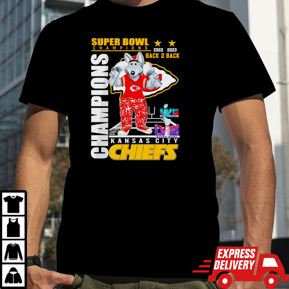 Super Bowl Champions back 2 back Kansas City Chiefs mascot shirt