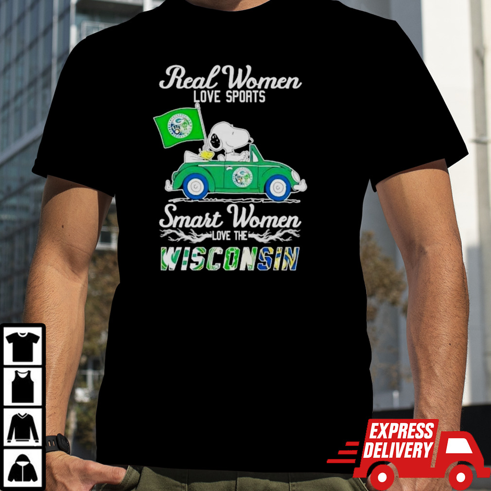 Peanuts Snoopy And Woodstock On Car Real Women Love Baseball Smart Women Love The Wisconsin 2024 T-shirt