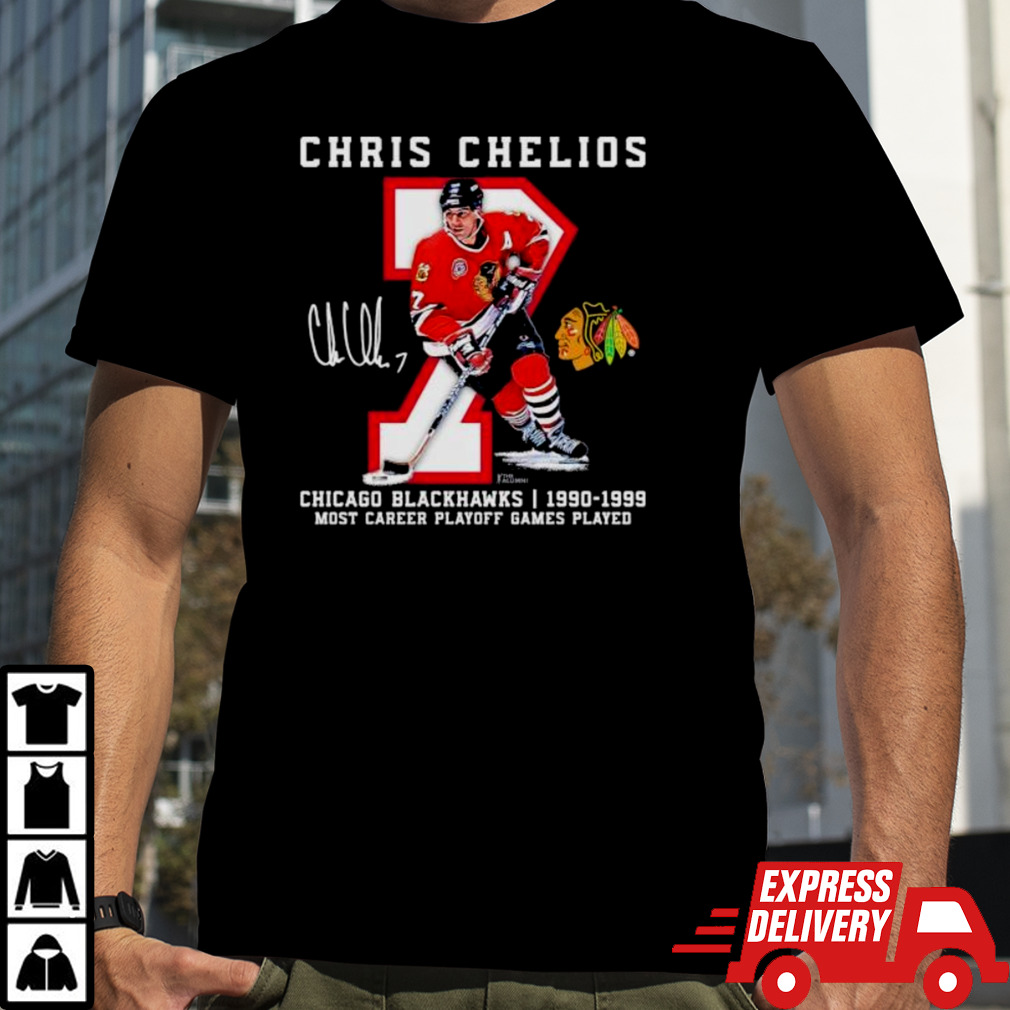 Chris Chelios Chicago Blackhawks 1990 1999 Jersey Retirement T-Shirt