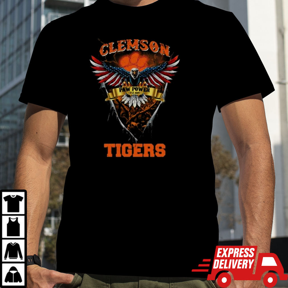 Paw Power Clemson Tigers Football Us Eagle T-shirt