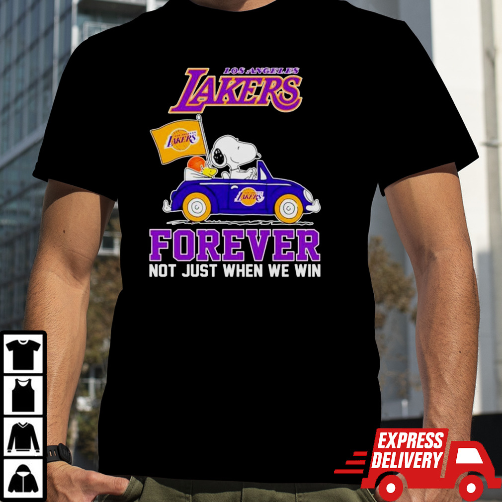 Snoopy and WoodStock Los Angeles Lakers basketball forever fan not just when win shirt